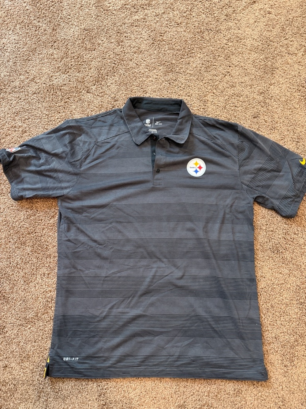 Nike Men’s Black Striped Pittsburgh Steelers Polo